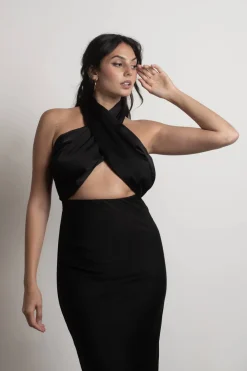 Tobi Anabella Halter Bodycon Midi Dress -