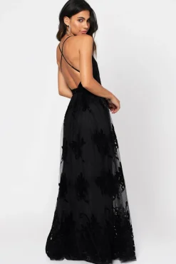 Tobi Analise Plunging Floral Maxi Dress - Plum