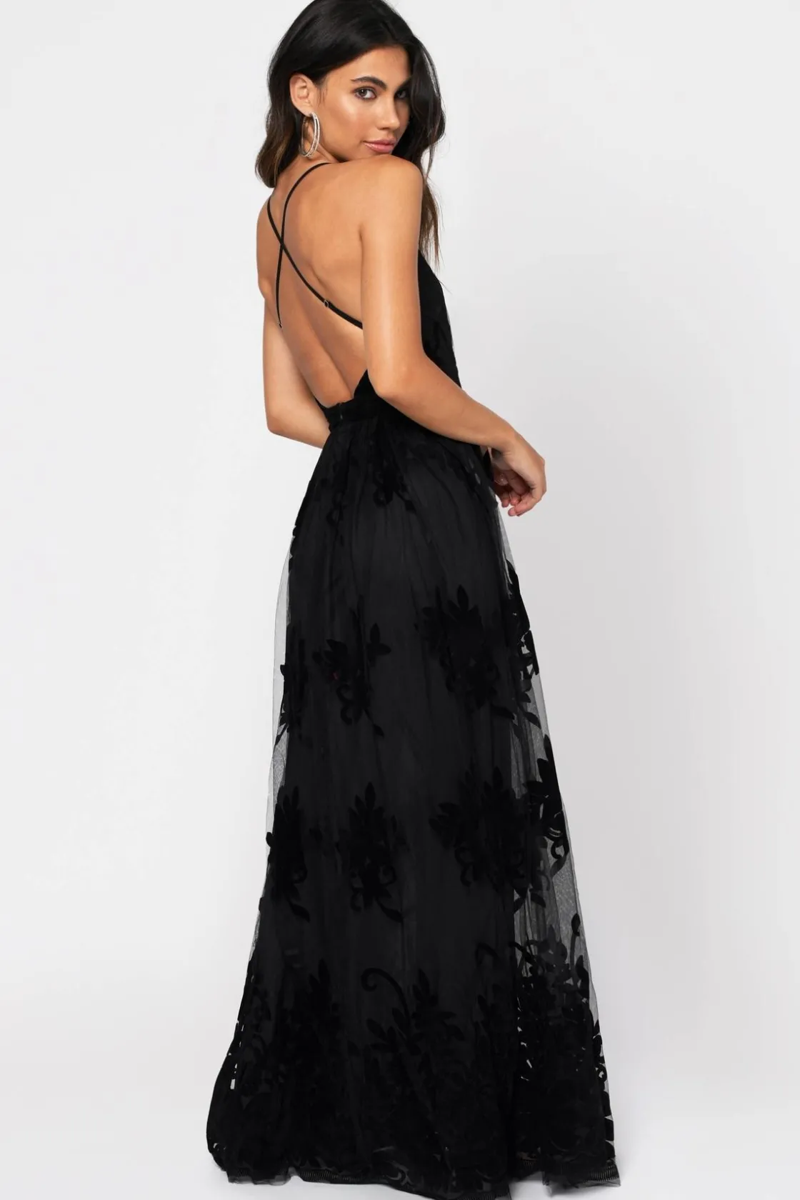 Tobi Analise Plunging Floral Maxi Dress - Plum