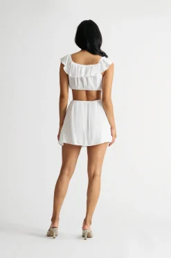 Tobi Annisa Ruffle Cutout Skater Mini Dress