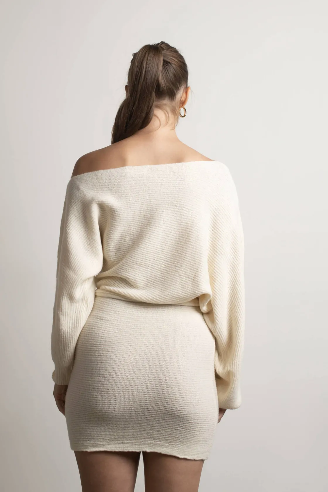 Tobi Arabelle Off The Shoulder Sweater Mini Dress - Chocolate