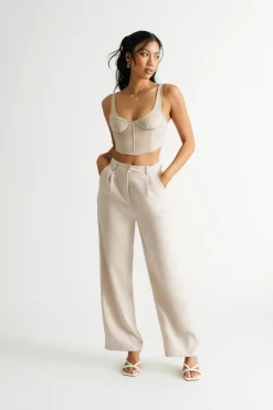Tobi Archer Beige Wide Leg Pants