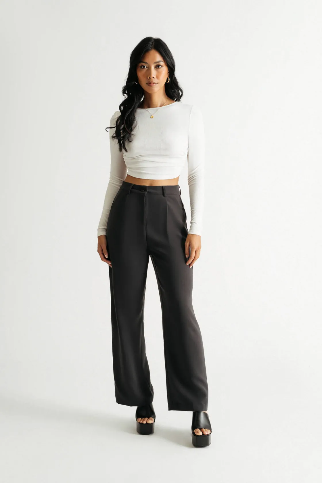 Tobi Archer Beige Wide Leg Pants