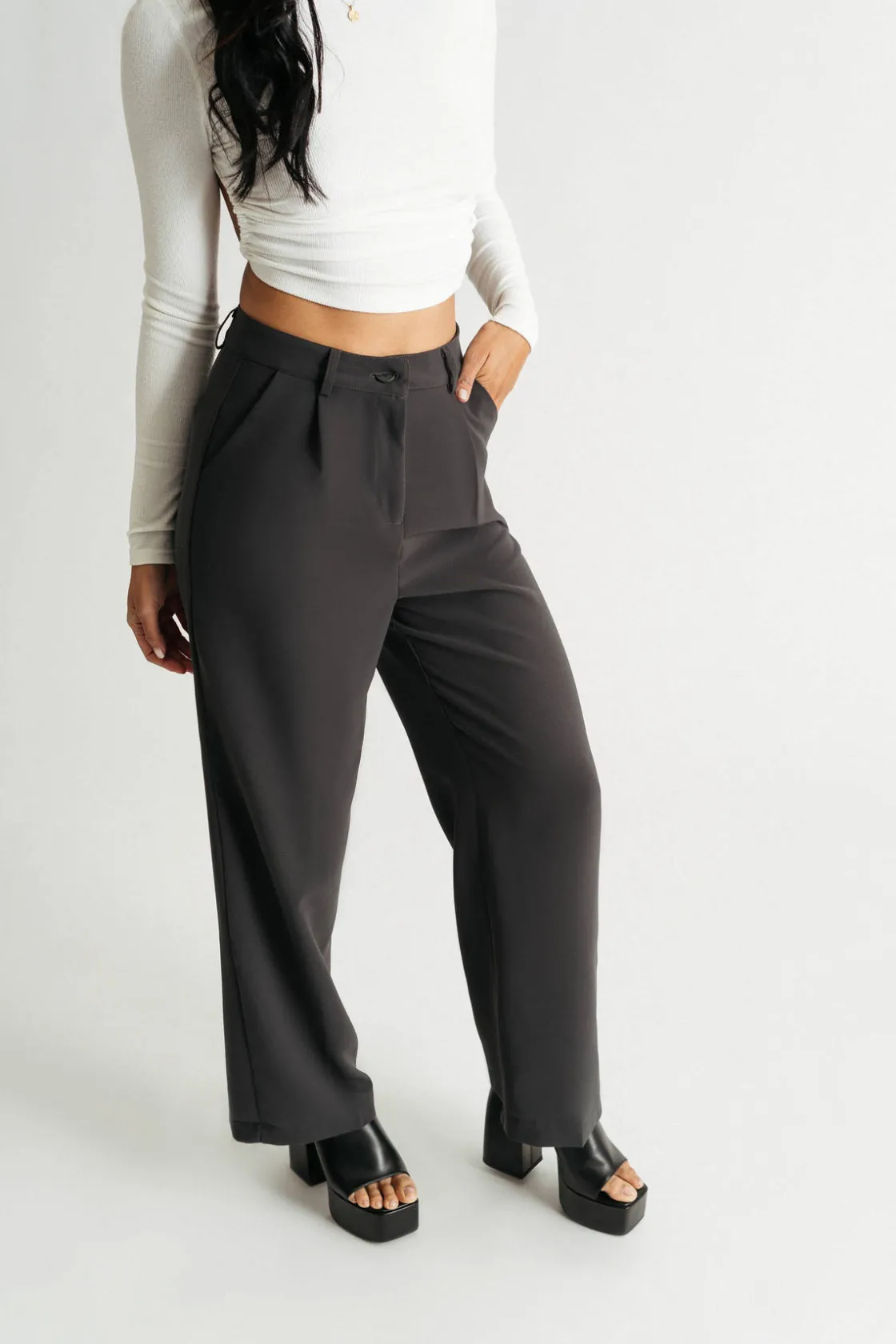 Tobi Archer Beige Wide Leg Pants