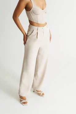 Tobi Archer Beige Wide Leg Pants