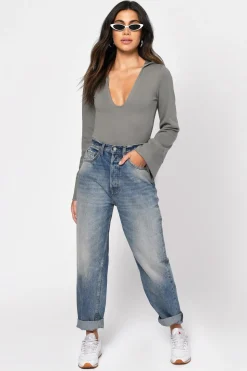 Tobi Ashlyn Plunging Bodysuit - Black Acid
