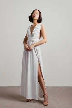 Tobi At My Best Deep V High Slit Maxi Dress