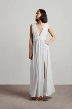 Tobi At My Best Deep V High Slit Maxi Dress