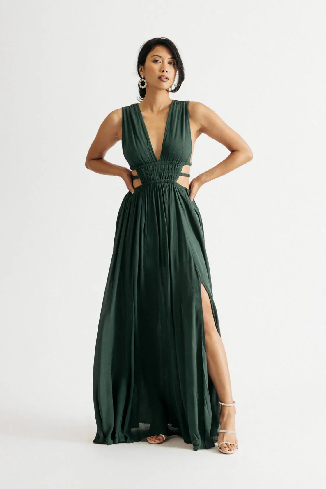 Tobi Athena Maxi Side Cutout Slit Maxi Dress