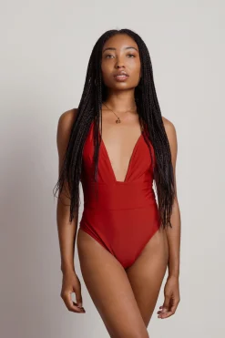 Tobi Audriana Plunging Monokini - Red