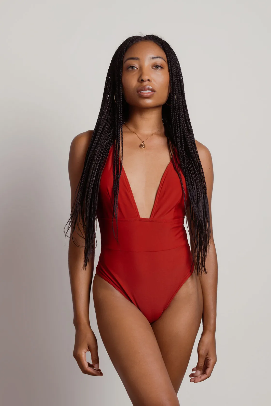 Tobi Audriana Plunging Monokini - Red