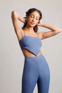 Tobi Aura Ribbed Crop Top And Pants Set -