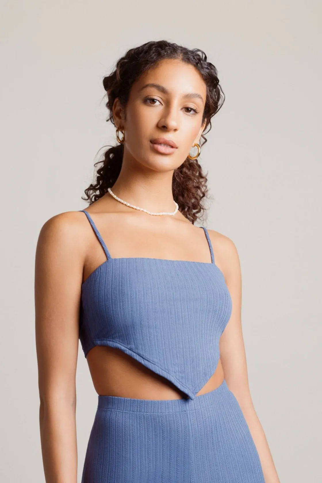 Tobi Aura Ribbed Crop Top And Pants Set -