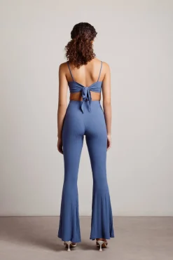 Tobi Aura Ribbed Crop Top And Pants Set -