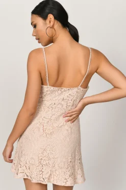 Tobi Avery Lace Embroidered Mini Dress - Nude