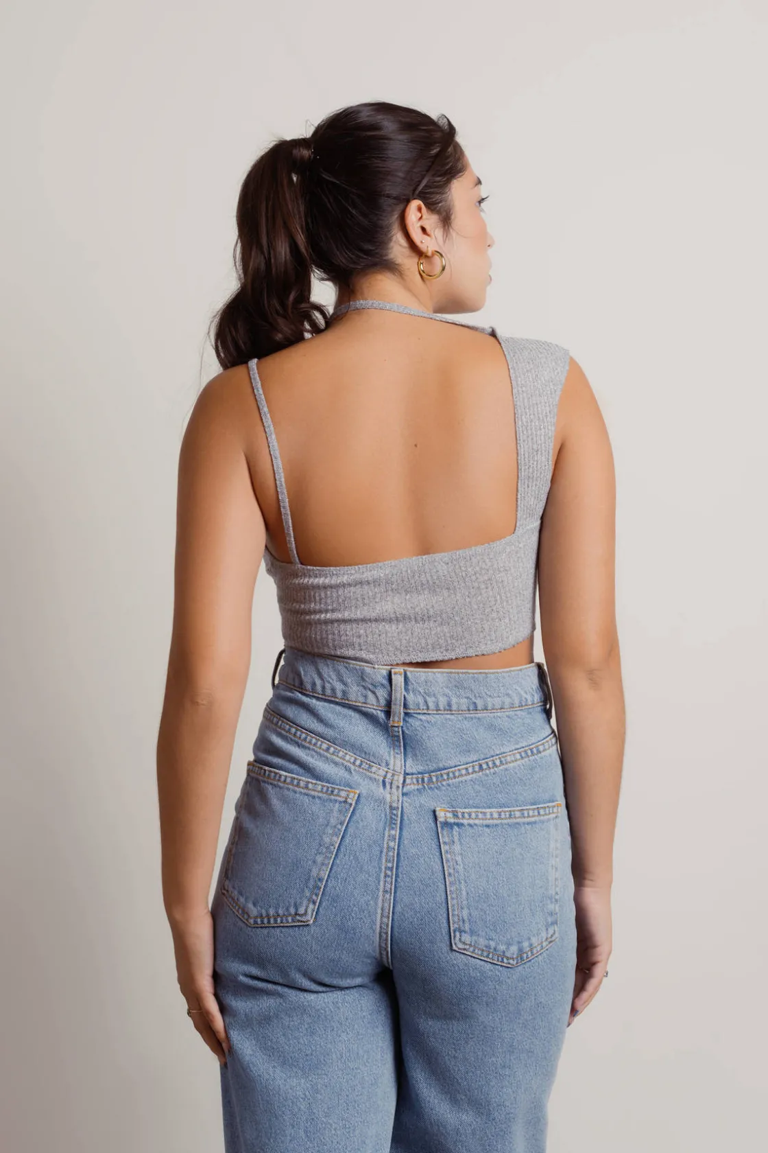 Tobi Bad Habit Crop Top - Grey
