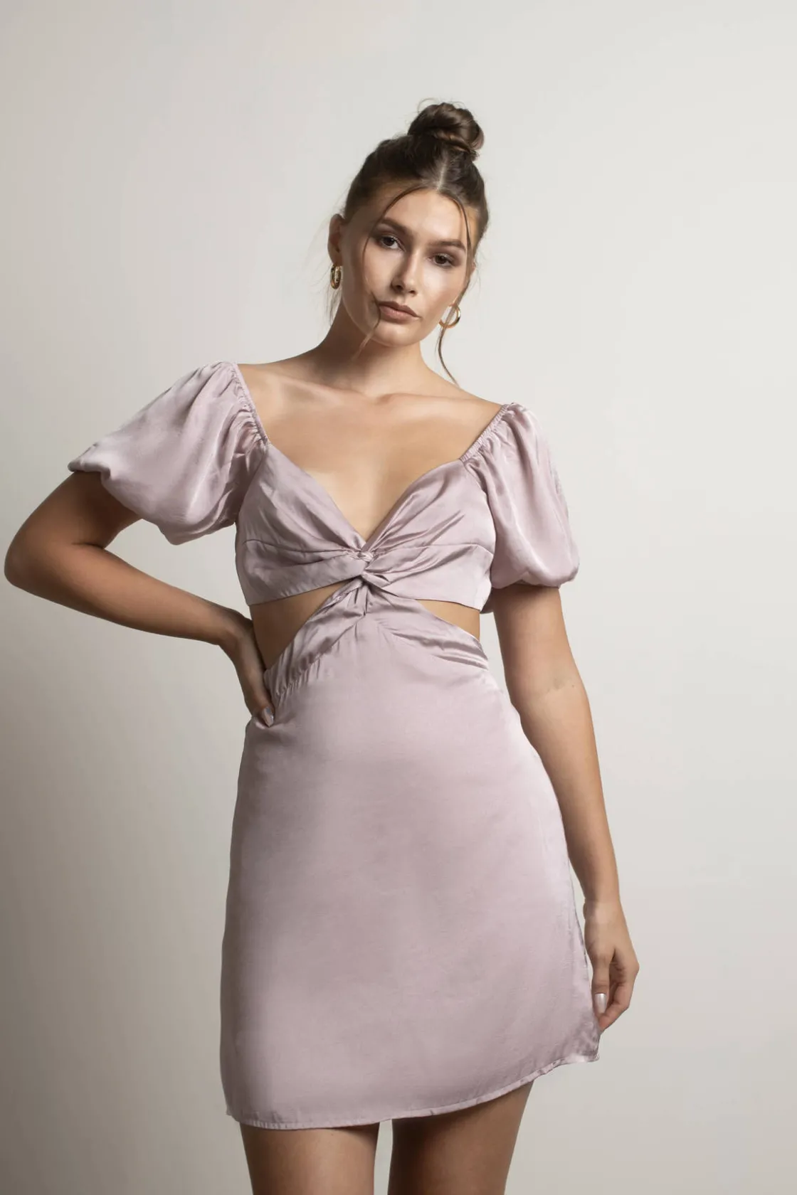 Tobi Bailee Cutout Puff Sleeve Mini Dress -