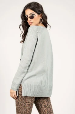 Tobi Be On My Side Lace Up Sweater - Olive