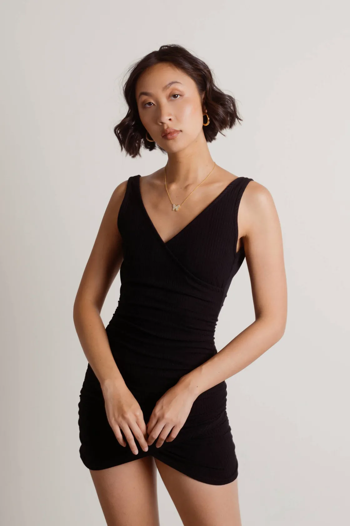 Tobi Bea Surplice Open Back Mini Dress - White