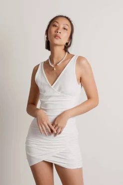 Tobi Bea Surplice Open Back Mini Dress - White