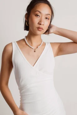 Tobi Bea Surplice Open Back Mini Dress - White