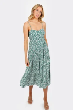Tobi Beatrix Floral Back Tie Midi Dress -
