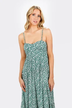 Tobi Beatrix Floral Back Tie Midi Dress -