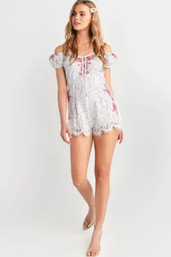 Tobi Bela Off The Shoulder Romper - White