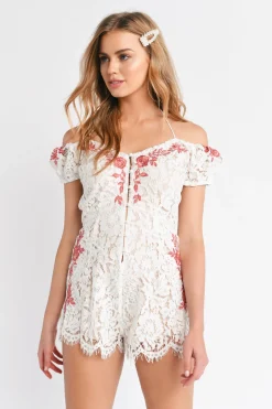 Tobi Bela Off The Shoulder Romper - White