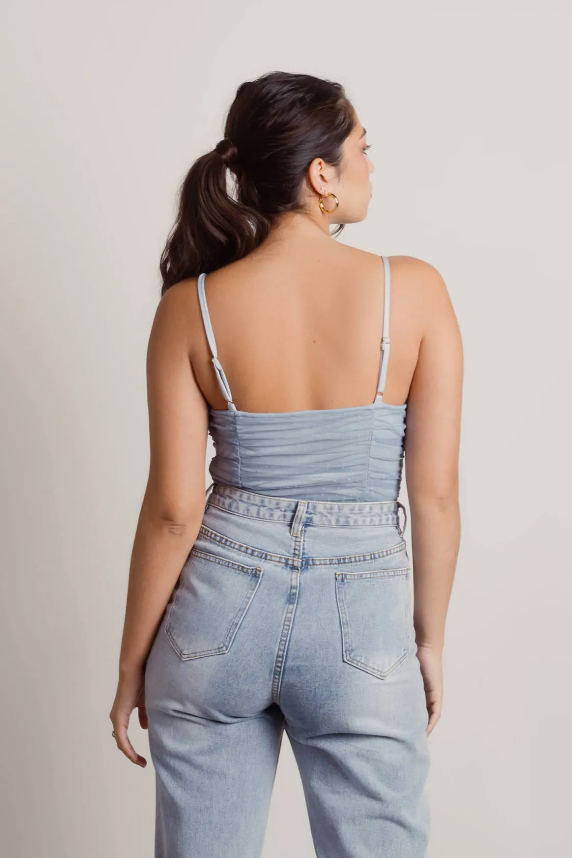 Tobi Believe Me Mesh Bodysuit - Light Blue