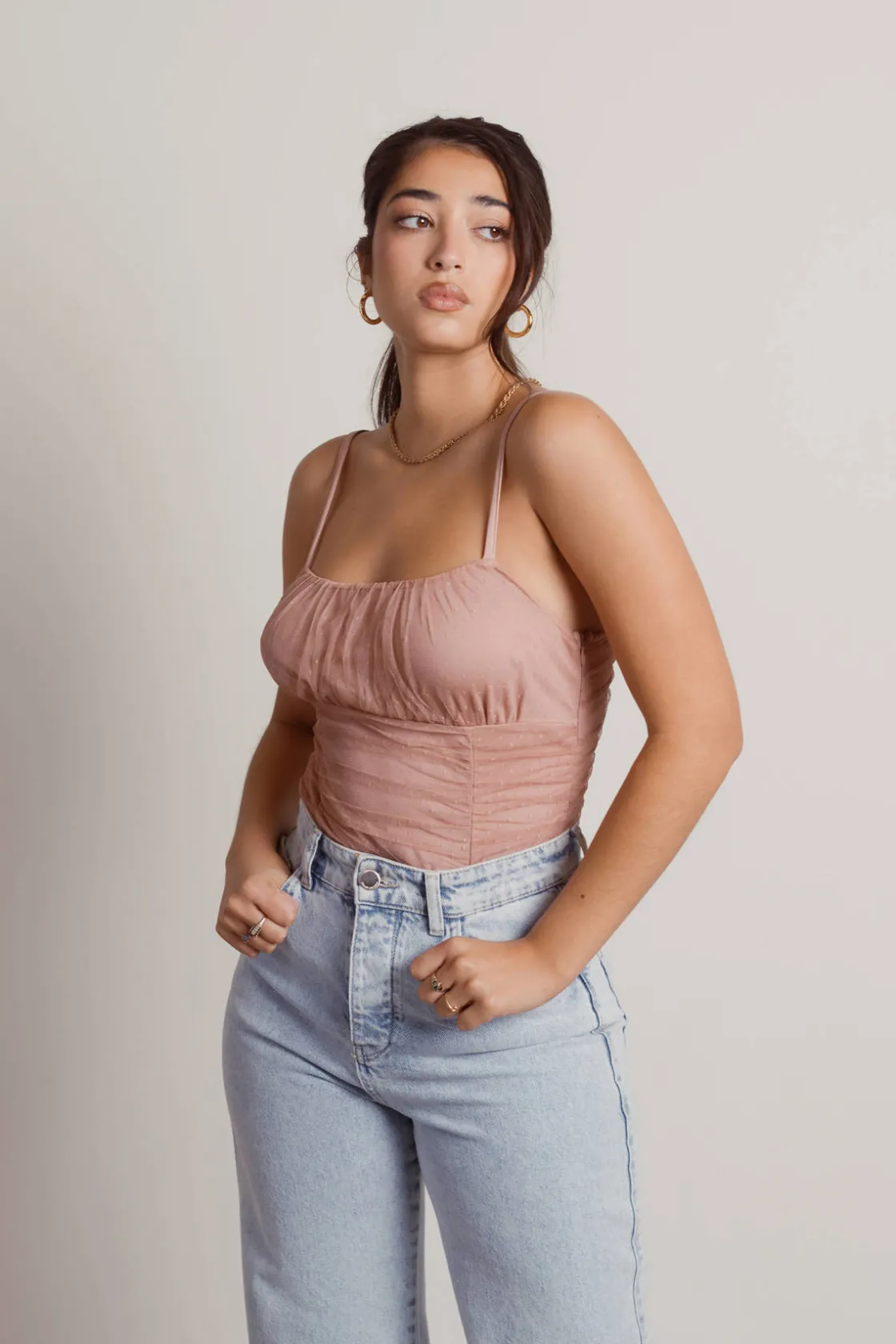 Tobi Believe Me Mesh Bodysuit - Light Blue