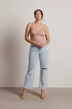 Tobi Believe Me Mesh Bodysuit - Light Blue