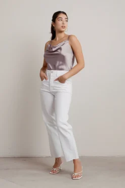 Tobi Best Mistake Satin Bodysuit - Mauve