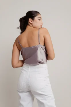 Tobi Best Mistake Satin Bodysuit - Mauve