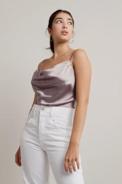 Tobi Best Mistake Satin Bodysuit - Mauve