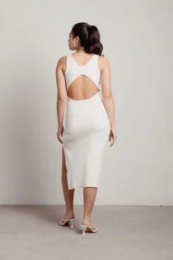 Tobi Better Again Open Back High Slit Midi Dress - Green