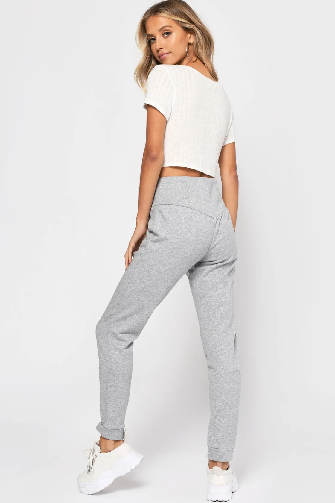 Tobi Better Days Lace Up Pants - Heather Grey