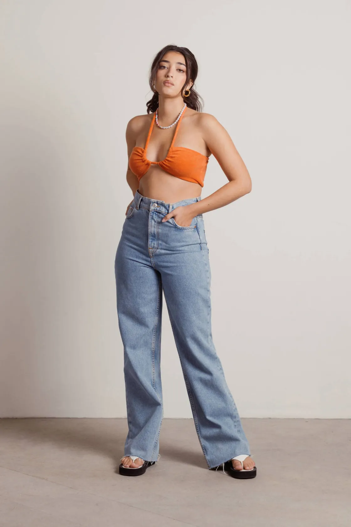 Tobi Blinding Lights Bandeau Top - Orange