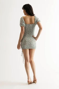 Tobi Blossoming Floral Ruched Mini Dress -