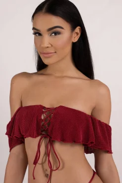 Tobi Blue Enchanted Lace Up Bikini Top -