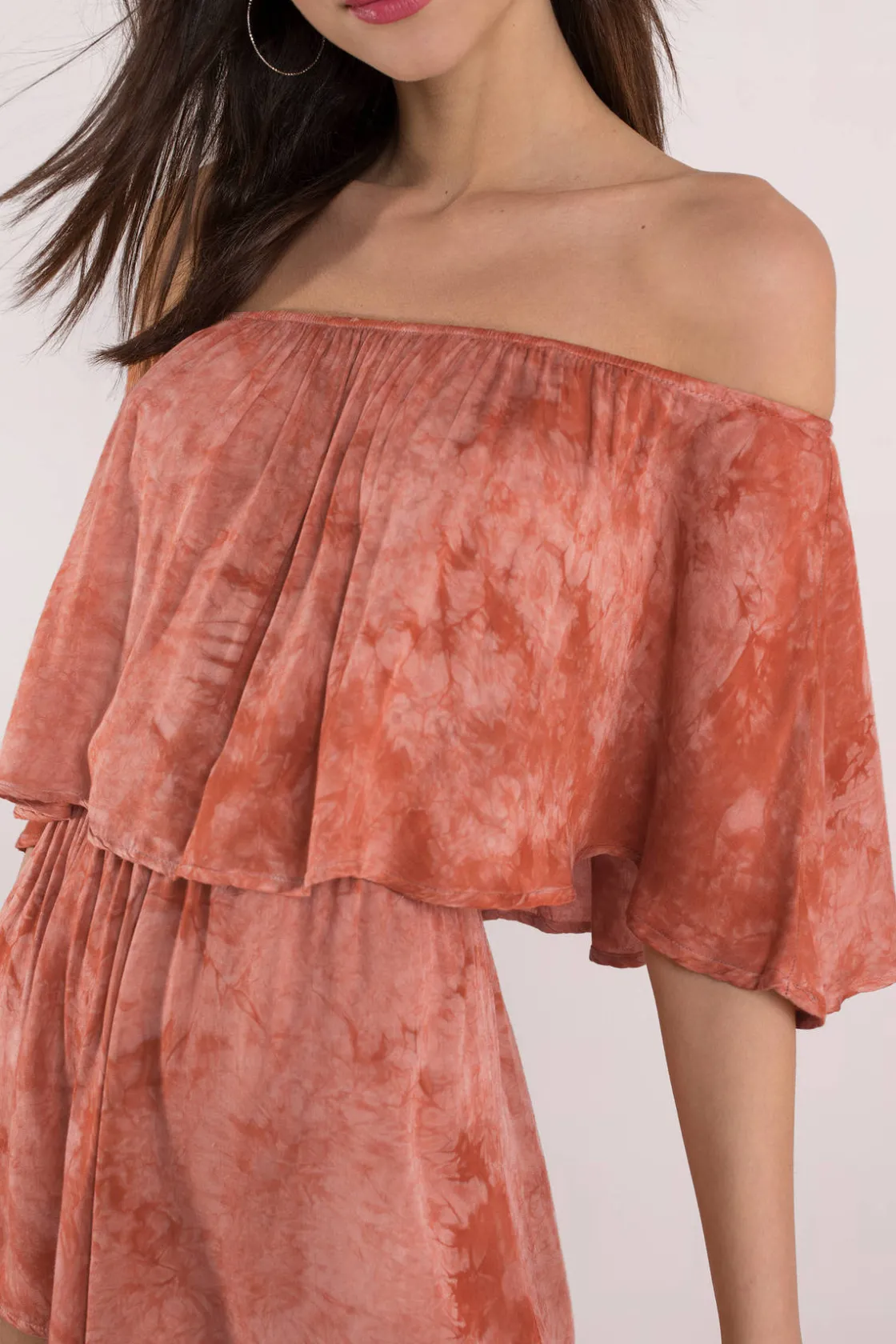 Tobi Blue Life Farrah Off The Shoulder Romper -