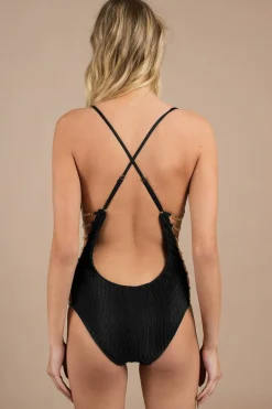Tobi Blue Life Unchained Chain Strap One Piece Swimsuit -