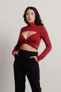 Tobi Born Again Crop Top - Burgundy