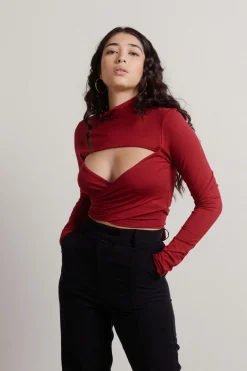 Tobi Born Again Crop Top - Burgundy