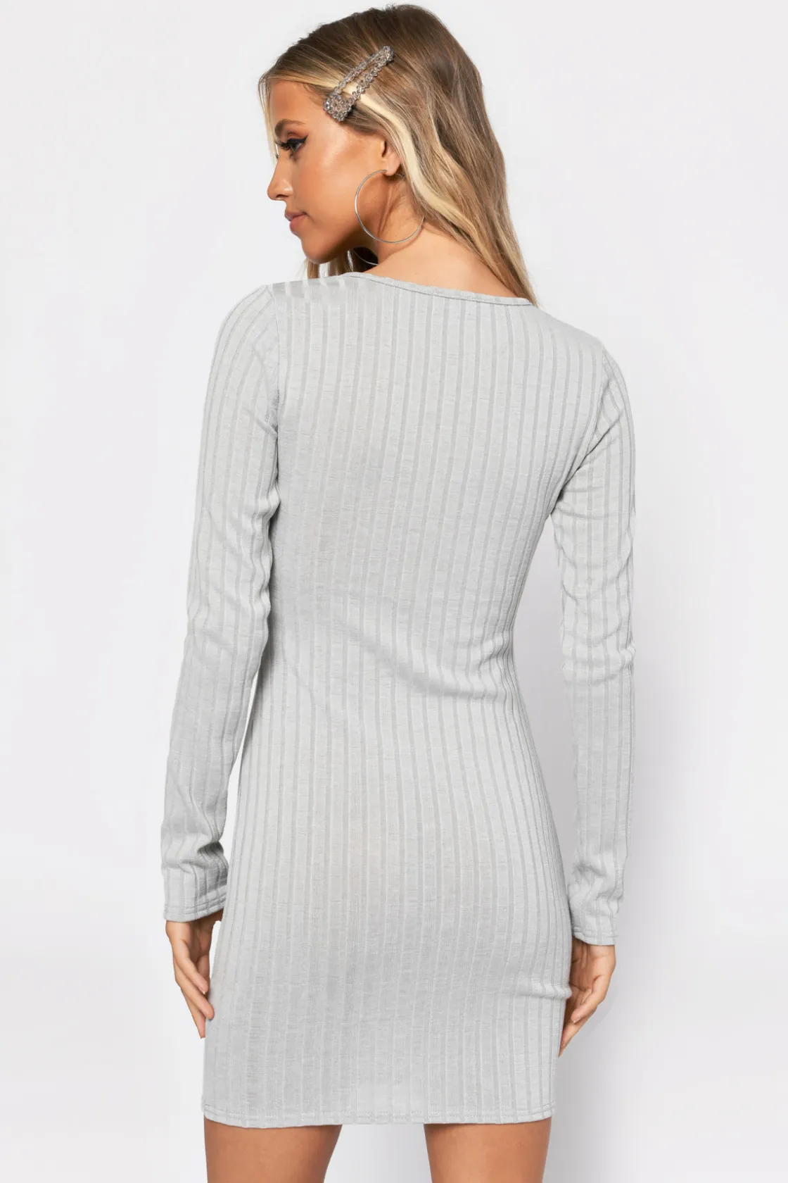 Tobi Bri Lace Up Bodycon Mini Dress - Grey
