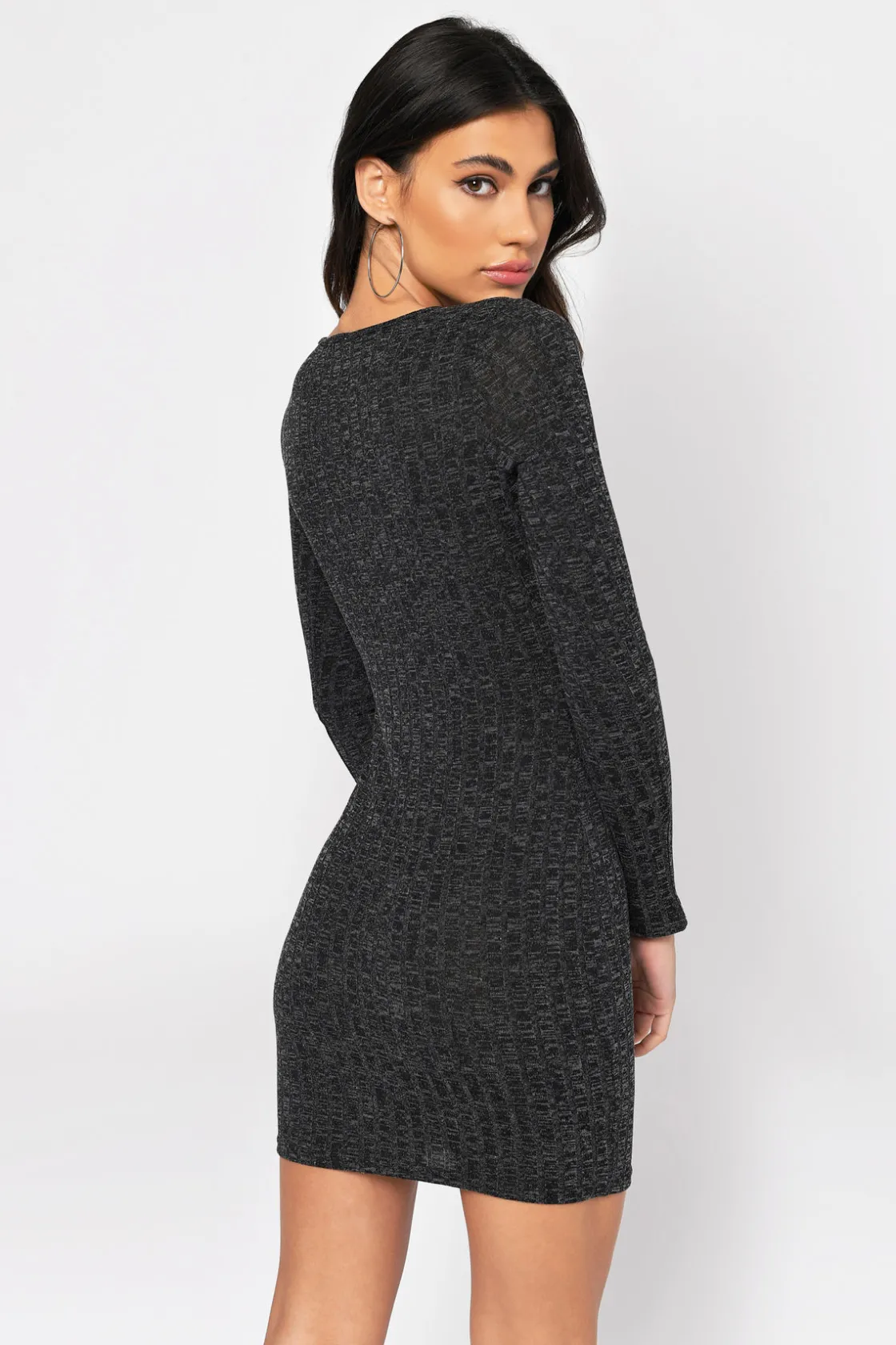 Tobi Bri Lace Up Bodycon Mini Dress - Grey