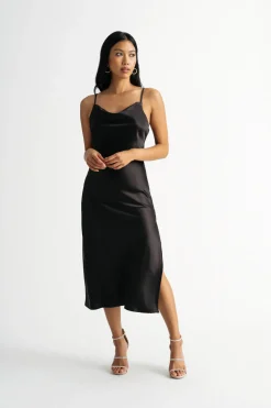 Tobi Bri Wine Cowl Neck Midi Dress