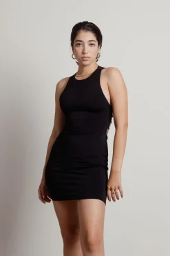 Tobi Brianna Open Back Bodycon Mini Dress - Black
