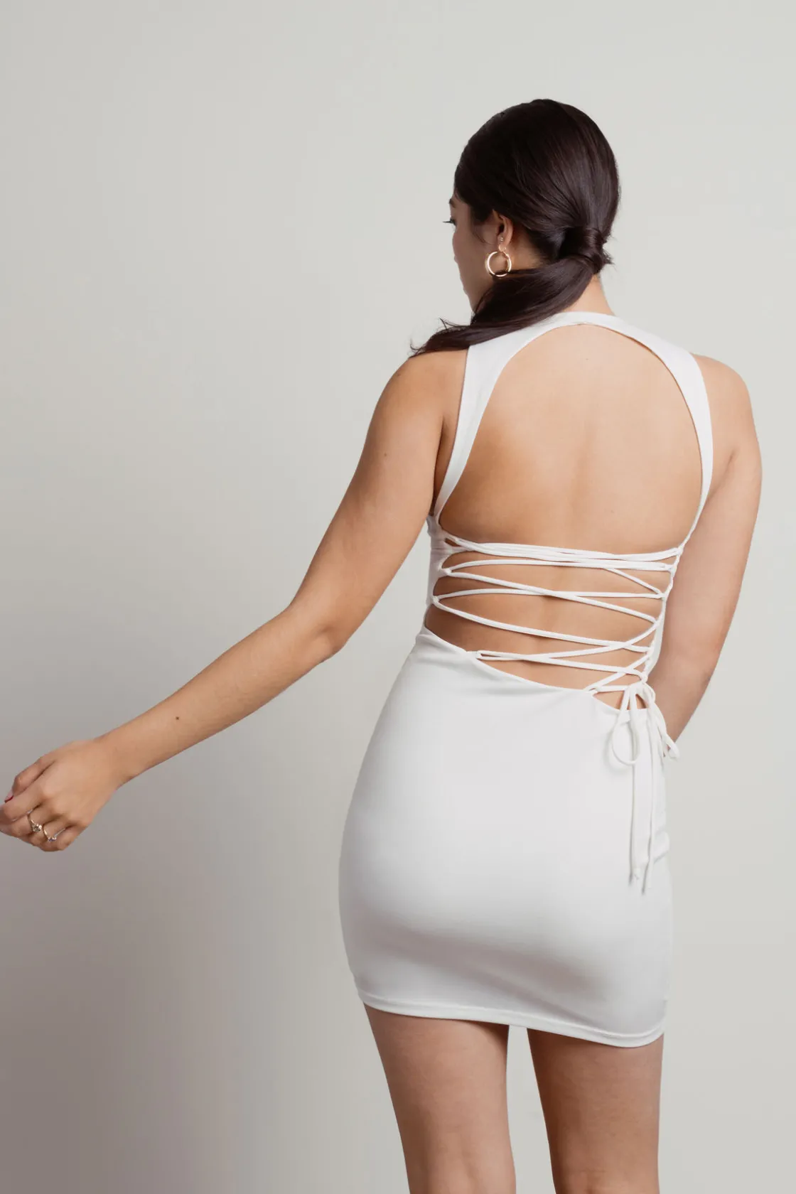 Tobi Brianna Open Back Bodycon Mini Dress - Black