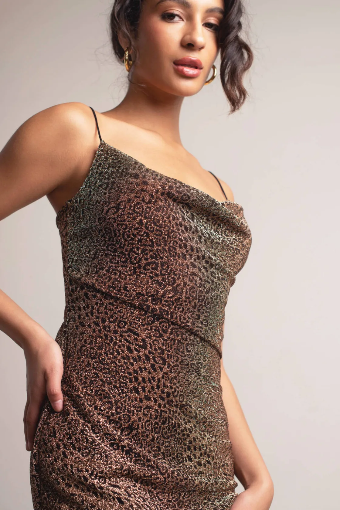 Tobi Brielle Cowl Neck Bodycon Mini Dress -